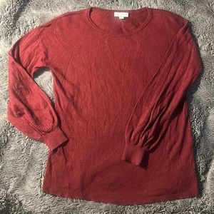 Burgundy, elegant size Small petite sweater, ruched end of sleeves, Nordstrom